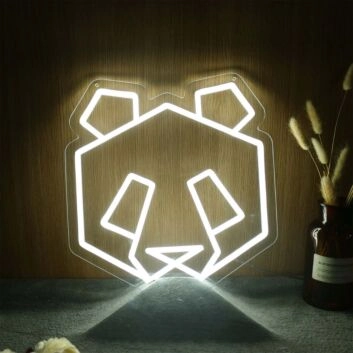 Panda Head Yellow Neon Sign