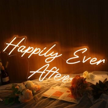 Happily Ever After Yellow Neon Sign