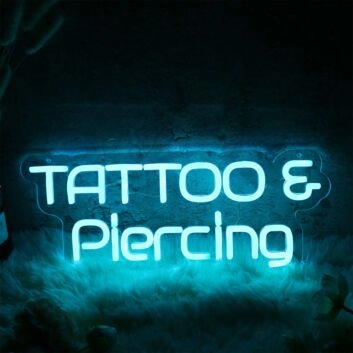 TATTOO And Piercing Blue Neon LED Sign