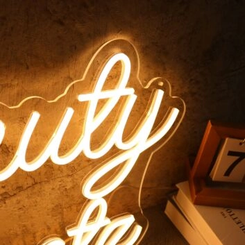 Beauty Beatz Yellow Neon Sign