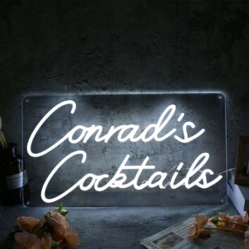 Conrad's Cocktails White Neon Sign