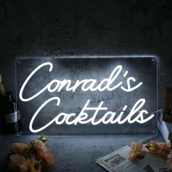 Conrad&#039;s Cocktails White Neon Sign