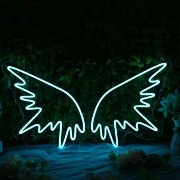 Angle Wing Blue Neon Sign