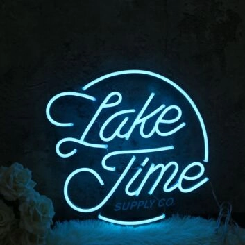 Lake Time Blue Neon Sign