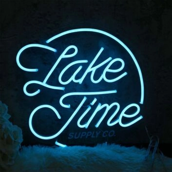 Lake Time Blue Neon Sign