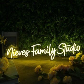Niever Family Studio Yellow Neon Sign
