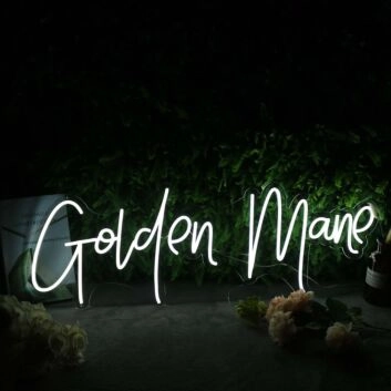 Golden Mane White Neon Sign