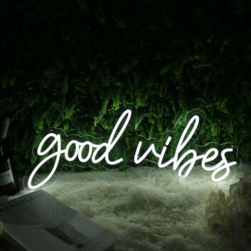 Good Vibes White Neon Sign