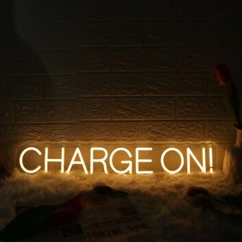 Charge On Yellow Neon Sign