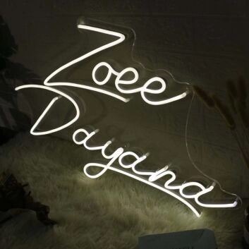 Zoee Dayana White Neon Sign
