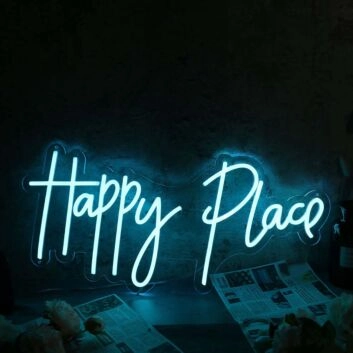 Happy Place Blue Neon Sign