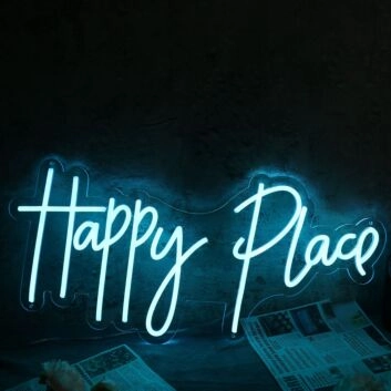 Happy Place Blue Neon Sign