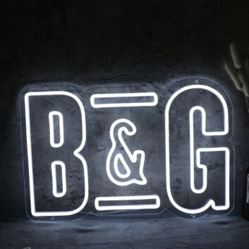 B And G White Neon Sign