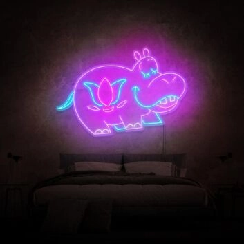 Happy Hippo LED Neon Sign