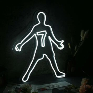 human silhouette With Number 7 Neon Sign
