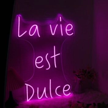 La Vie Est Dulce Purple Neon Sign