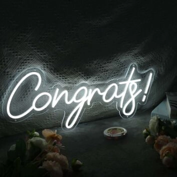 Congrats White Neon Sign