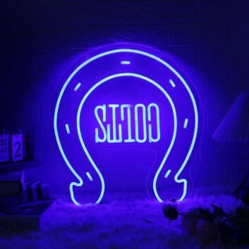 Horseshoe Blue Neon Sign