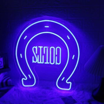 Horseshoe Blue Neon Sign