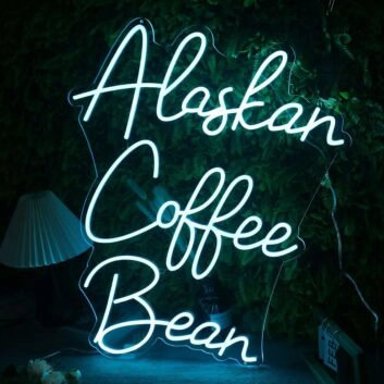 Alaskan Coffee Bean Blue Neon Sign