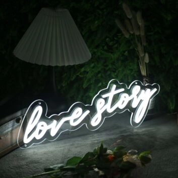Love Story White Neon Sign