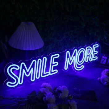 Smile More Blue Neon Sign