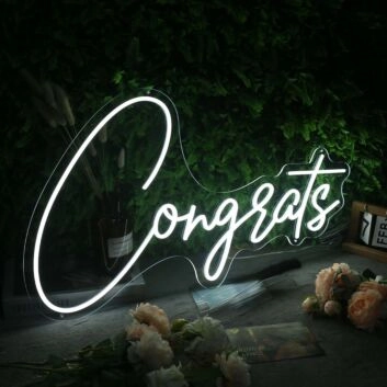 Congrats White Custom LED Neon Sign