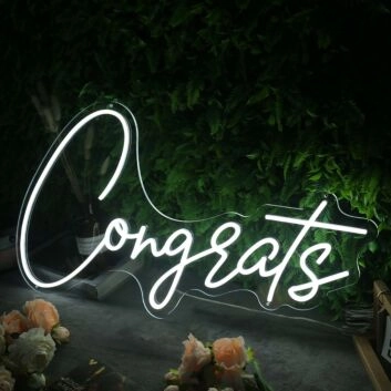 Congrats White Custom LED Neon Sign