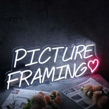 Picture Framing White Neon Sign