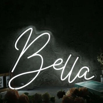 Bella White Name Neon Sign
