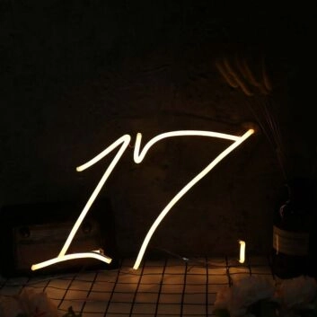 Number 17 Yellow Neon Sign