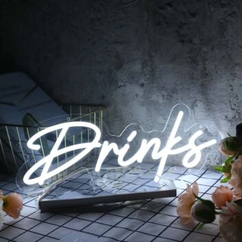 Drinks White Neon Sign