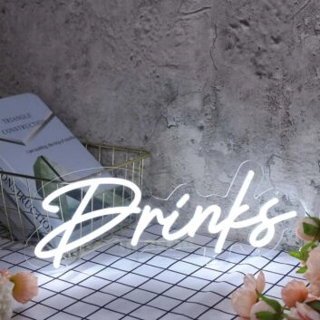 Drinks White Neon Sign
