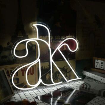 AK White Custom Neon Sign