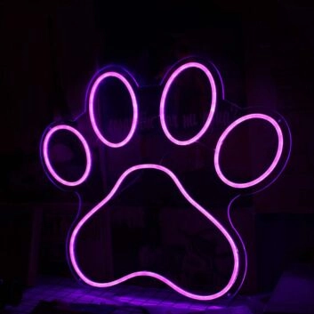 Dog Paw Pink Neon Sign