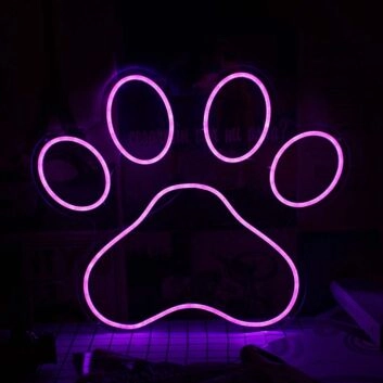 Dog Paw Pink Neon Sign