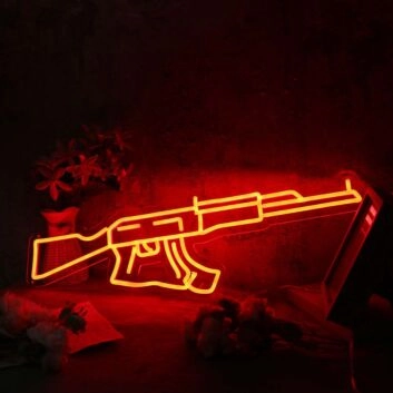 AK-47 Machine Gun Red Neon Sign
