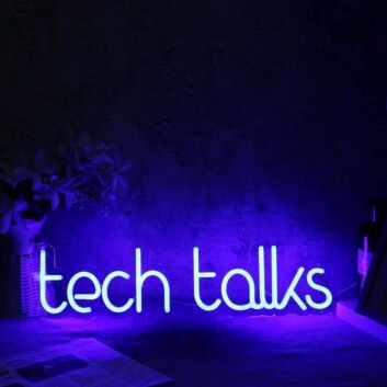 Tech Talks Blue Neon Sign