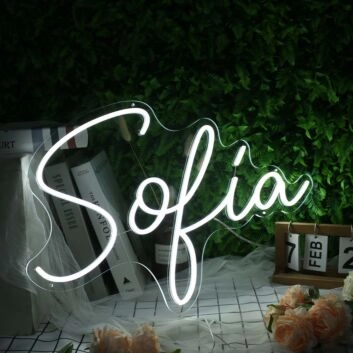 Sokia White Name Neon Sign