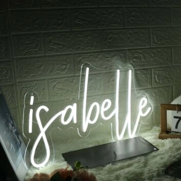 Isabelle White Name Neon Sign