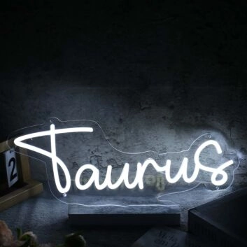 Taurus White Name Neon Sign