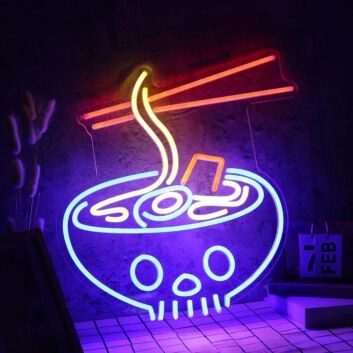 Ramen Served In Skull Bowl Custom Neon Sign