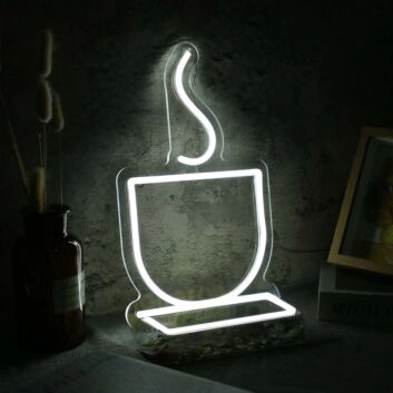 A Cup Of Hot Drink White Neon Sign