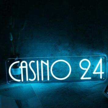 Casino 24 Blue Neon Sign