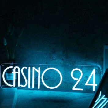 Casino 24 Blue Neon Sign
