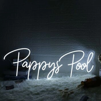 Pappy's Pool White Neon Sign