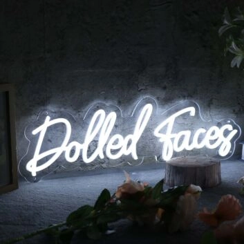Dolled Faces White Neon Sign
