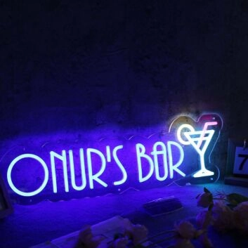 ONUR&#039;S BAR Blue Neon Sign