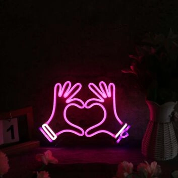Heart Shape With Two Hands Custom Neon Sign