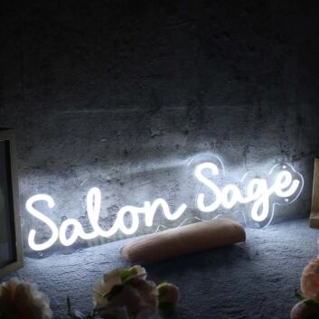 Salon Sage White Neon Sign